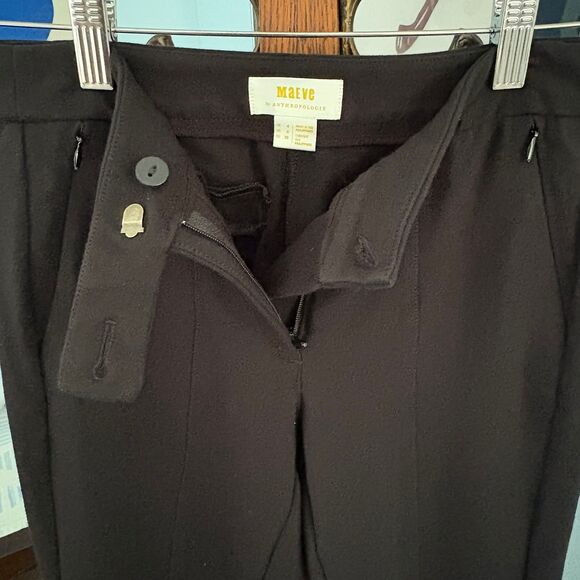 Maeve Anthropologie Ankle-Zip Black Stretch Skinny Pants size 0 - Picture 9 of 14